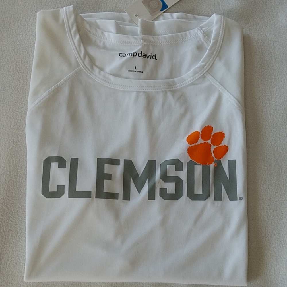 NEW Clemson Tigers Tank Top Sleeveless Tee Paw Logo Camp David White Women's Lrg - Picture 2 of 5